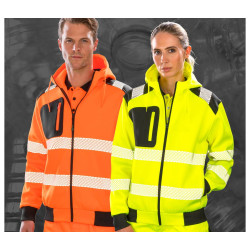 Sweat capuche zippé HV en polyester recyclé personnalisé