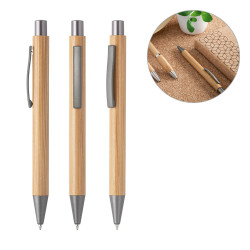 ELLIOT. Stylo bille en bambou avec attache personnalisé