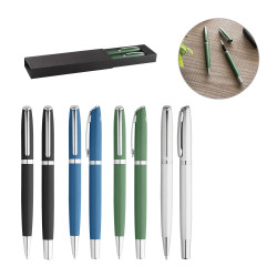 RE-LANDO-SET. Set rollet et stylo bille avec corps en aluminium 100% recyclé personnalisé