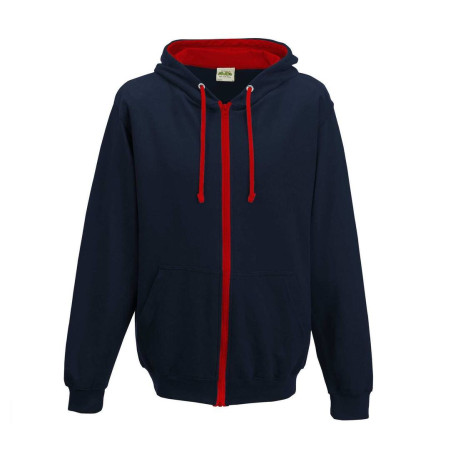 Sweat capuche zippé contrasté personnalisé