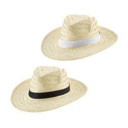 EDWARD POLI. Chapeau de paille naturelle avec bande en polyester personnalisé