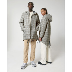 Veste parka unisexe matelassée en tweed à carreaux personnalisé