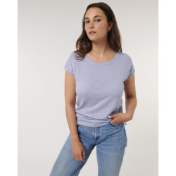 Le T-shirt slub femme bas de manche replié personnalisé