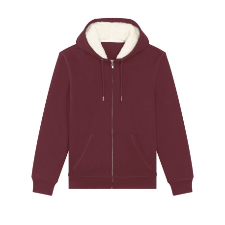 Sweatshirt à capuche unisexe doublé en sherpa avec fermeture éclair personnalisé