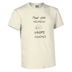 Tshirts "Pour être heureux, vivons couchés" - Express et pas cher