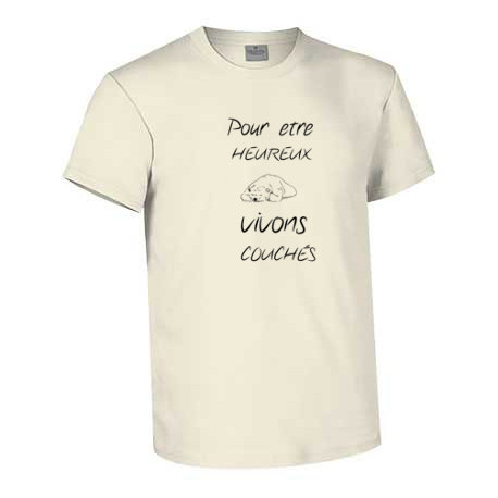 Tshirts "Pour être heureux, vivons couchés" - Express et pas cher