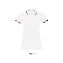 Polo femme avec liseré tricolore SOL'S vierge ou à personnaliser
