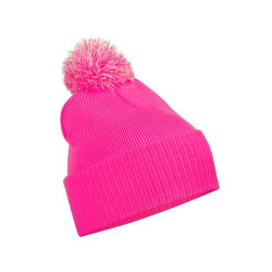 Bonnet à pompon bicolore  avec votre logo
