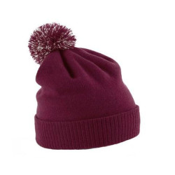 Bonnet à pompon bicolore  avec votre logo
