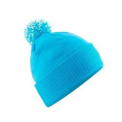 Bonnet à pompon bicolore  avec votre logo