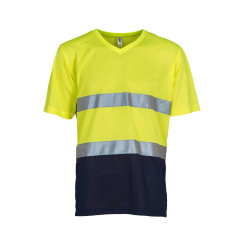 T-shirt haute visibilité col V vierge ou à personnaliser - Express et pas cher