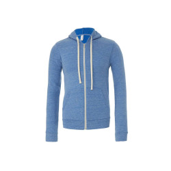 Sweat capuche zippé Triblend vierge ou à personnaliser