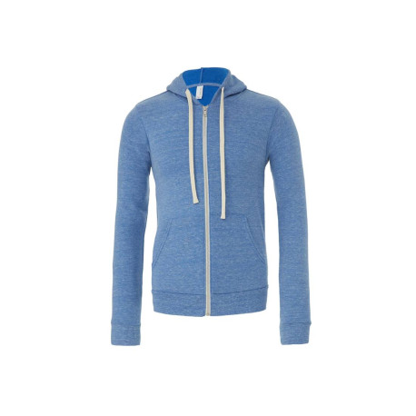 Sweat capuche zippé Triblend vierge ou à personnaliser