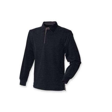 Polo coton émerisé manches longues vierge ou avec votre logo