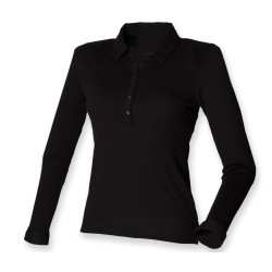 Polo femme stretch manches longues vierge ou à personnaliser
