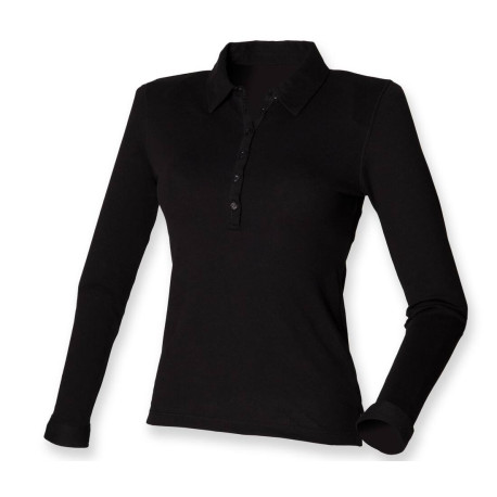 Polo femme stretch manches longues vierge ou à personnaliser