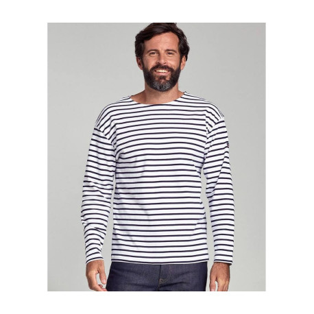 Tee-shirt à rayures manches longues vierge ou à personnaliser - Express et pas cher