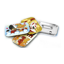 Badge Rectangle Coins Arrondis 45x68mm personnalisé
