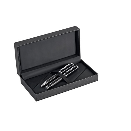 CHESS. Kit roller et stylo à bille en métal et fibre de carbone v