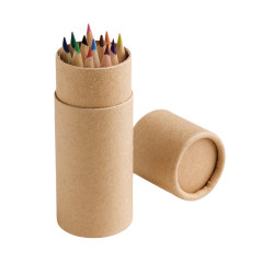 CYLINDER. Boîte avec 12 crayons de couleur vierge ou à personnali