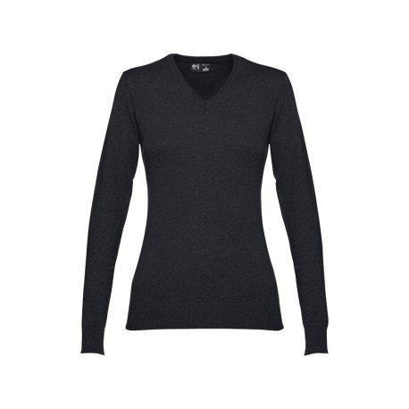 THC MILAN WOMEN. Pullover col "V" femme vierge ou à personnaliser