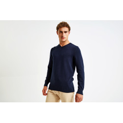 Pull col V homme en coton mélangé personnalisé