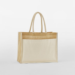 Tote Bag pocket en coton jute amidonné naturel personnalisé