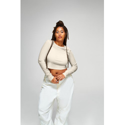 T-shirt femme à manches longues en micro-côte style bébé
 personnalisé