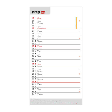 BLOC ÉPHÉMÉRIDE B3 2025 personnalisé