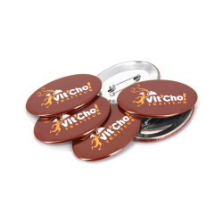 Badge ovale à épingle 70x45 mm vierge ou à personnaliser