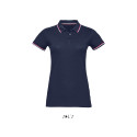 Polo femme avec liseré tricolore SOL'S vierge ou à personnaliser
