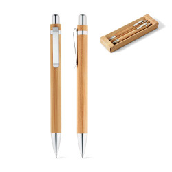 GREENY. Kit stylo bille et porte-mine en bambou vierge ou à perso