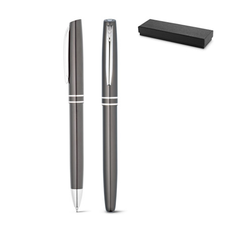 HALEY. Kit roller et stylo bille en aluminium vierge ou à personn