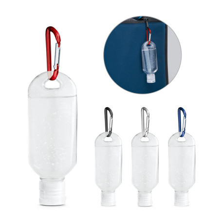 LYZE. Gel hydroalcoolique 50 ml avec mousqueton vierge ou à perso