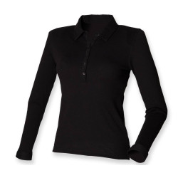 Polo femme stretch manches longues vierge ou à personnaliser