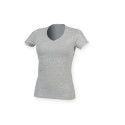 Tee-shirt stretch col V femme personnalisé