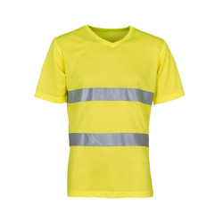 T-shirt haute visibilité col V vierge ou à personnaliser - Express et pas cher