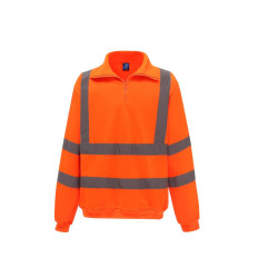 Sweat col zippé haute visibilité vierge ou avec votre logo